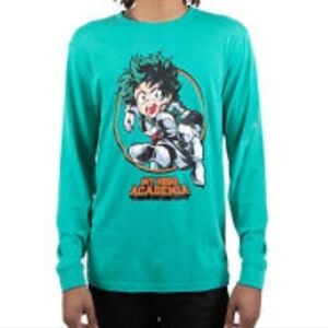 Funimation Teal My Hero Academia Graphic Long Sleeve Crewneck Shirt Size Large